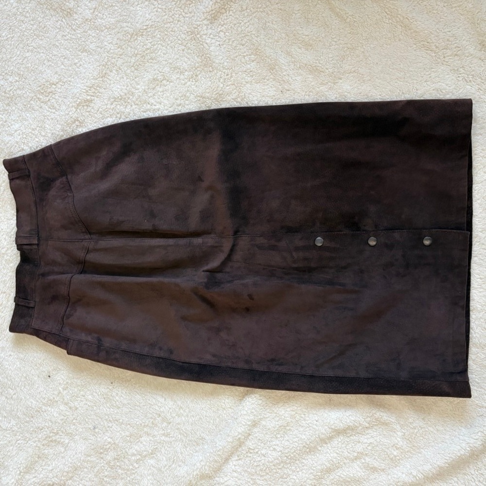 Vtg Bushwhacker Suede High Waist Pencil Skirt Western Wear Chocolate Brown Sz 4 - Picture 8 of 12